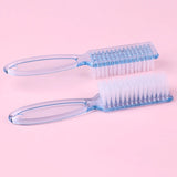 4Pcs Transparent Nail Brush Cleaning Brushes Plastic Handle Grip Multifunctional Brush Cleaner Scrubbing Pedicure For Manicure