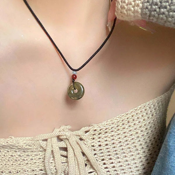 Chinese Style Vintage Peace Buckle Pendant Necklaces Beads Chains Choker Set Fashion Jewelry for Women Lady Gift Accessories New