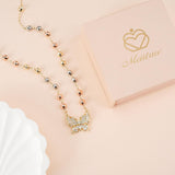 Gold Butterfly Necklace Thanksgiving Gift Zircon Inlaid Adjustable