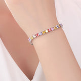Electroplated Real Platinum Long-lasting Color-retaining Square Diamond Bracelet