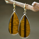Vintage Tigereye Long Water Drops Earrings