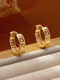 Retro Ethnic Style Earrings Women's Electroplated Gold Tibetan Silver Great Wall Pattern