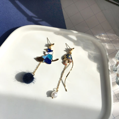 Fashion Cute Asymmetric Magic Witch Earrings