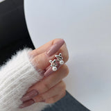 Micro Pearl Pendant X-shaped Female Earrings