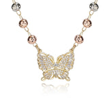 Gold Butterfly Necklace Thanksgiving Gift Zircon Inlaid Adjustable