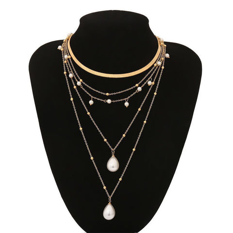 Female Accessories Pearl Necklace Twin High Sense