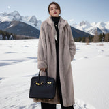 Loose Plus Size Long Leopard Print Fur Coat