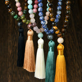 108 Natural Stone Tassels Long Necklace Women