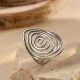 Geometric Spiral Laid Open Ring For Men And Women Retro High Sense