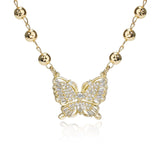 Gold Butterfly Necklace Thanksgiving Gift Zircon Inlaid Adjustable