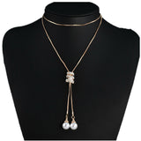 Female Accessories Pearl Necklace Twin High Sense