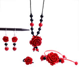 Year Of Birth Cinnabar Rose Pendant Necklace Women's Sweater Chain Short