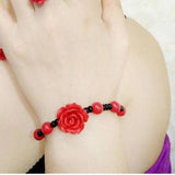 Year Of Birth Cinnabar Rose Pendant Necklace Women's Sweater Chain Short