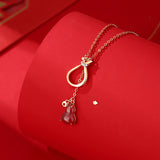 Women's Sterling Silver Retro Ethnic Style New Chinese Style Red Agate Gourd Clavicle Chain