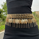 Gute Heavy Industry Waist Chain Multi-layer Golden Leaves Tassel Han Chinese Clothing Retro Ethnic Style Waist Decorations