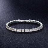 Electroplated Real Platinum Long-lasting Color-retaining Square Diamond Bracelet