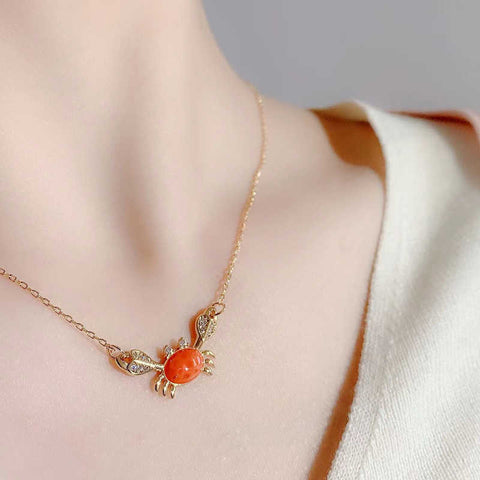 Cute Red Little Crab Element Clavicle Chain