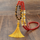 108 Natural Stone Tassels Long Necklace Women