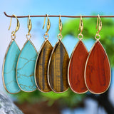 Vintage Tigereye Long Water Drops Earrings